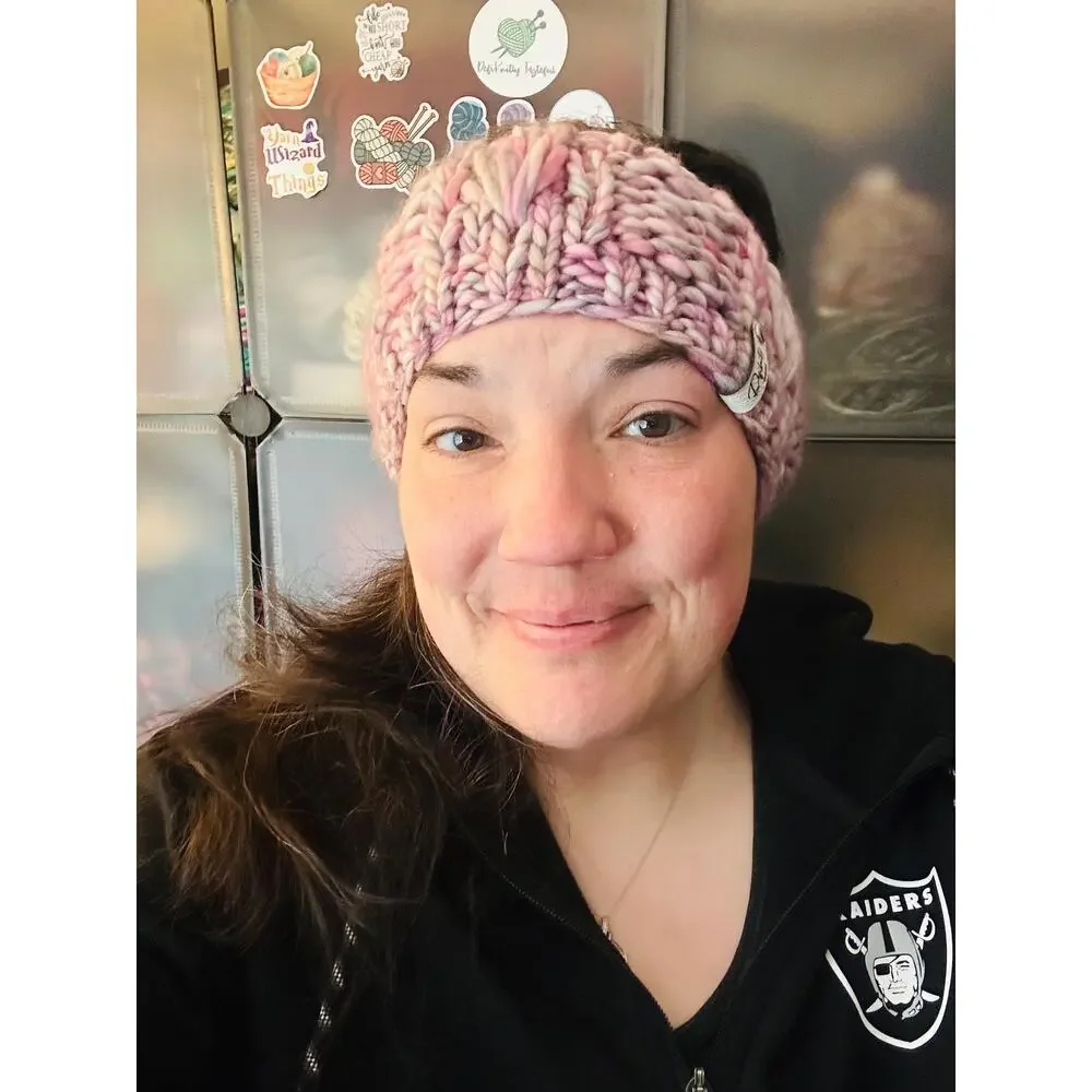 Hand Knit Pink Merino Wool Headband: Lake Erie Headband
